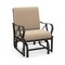 Tan Fabric Patio Glider Chair Outdoor Rocking Bench with High Back and Armrest